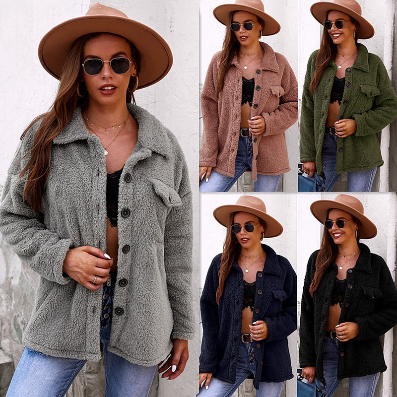 Fashionable Women's Long Sleeve Solid Color Jacket