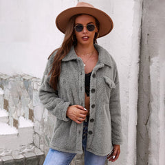 Fashionable Women's Long Sleeve Solid Color Jacket